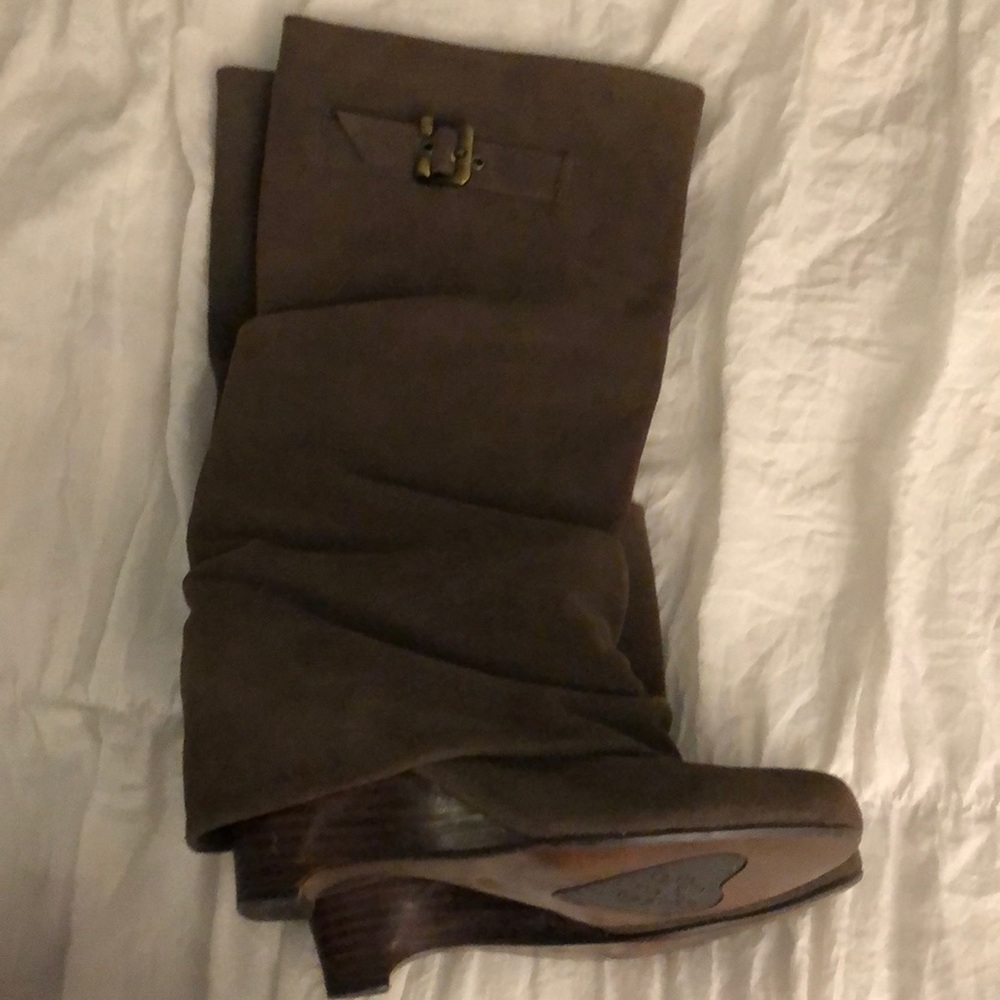 Naughty Monkey Wooden Wedge Suede Boots